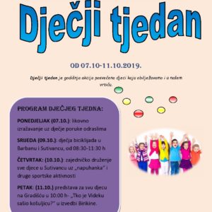 Obilježavanje Dječjeg tjedna u našem vrtiću od 07.10.-11.10.2019.
