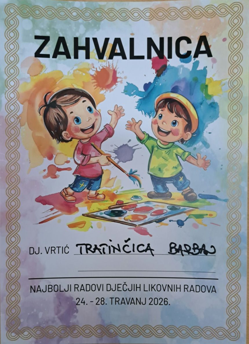 SUDJELOVANJE VRTIĆA NA IZLOŽBI DJEČJIH LIKOVNIH RADOVA